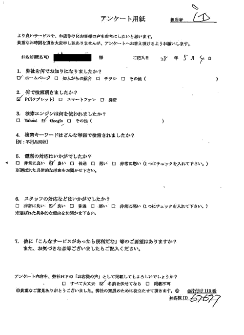 加賀市・50代女性/匿名希望様