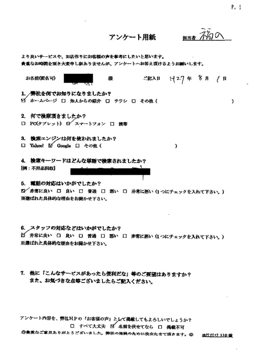 小松市・50代男性/匿名希望様